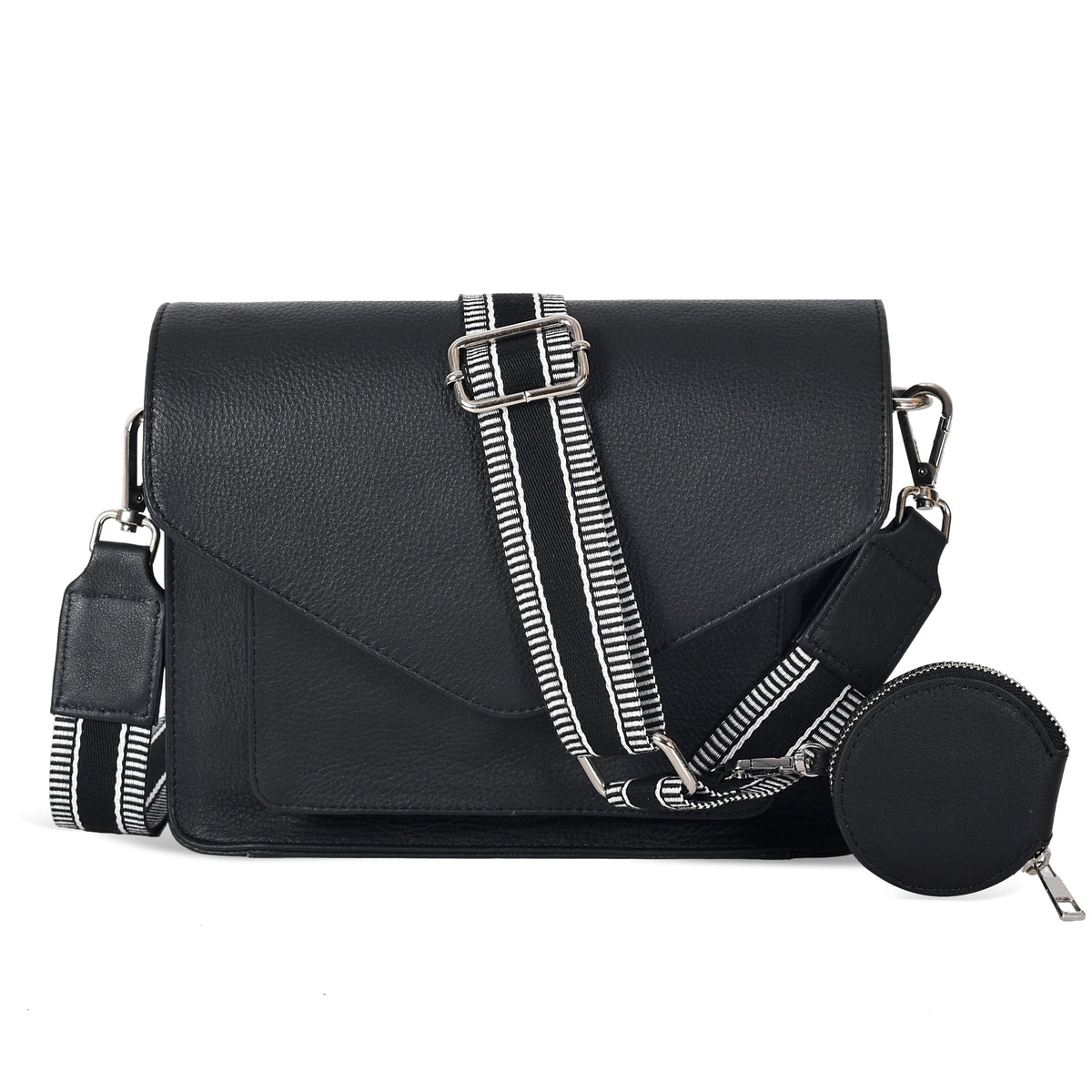 Leather Flapover Crossbody Handbag Purse for Women with Adjustable Strap & Overflap Snap Closure Tote/Bag