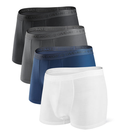 DAVID ARCHY Men's Underwear Modal Boxer Briefs Trunks Multi-Pack | Dual Pouch with Fly, Ultra Soft Second Skin Feel, Breathable Stretch Spandex, Anti Chafing, Daily Lounging Work Travel