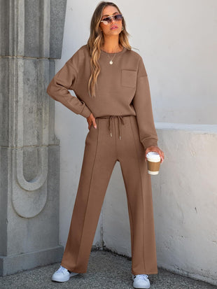 ANRABESS Women 2 Piece Set Long Sleeve Sweatsuit Sweatpants Tracksuit Sweat Casual Matching 2025 Travel Fall Trendy Outfits