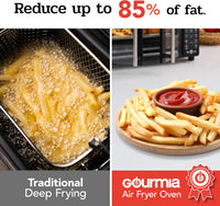 Gourmia Toaster Oven Air Fryer Combo 17 cooking presets 1700W french door digital air fryer oven 24L capacity accessories, convection rack, baking pan tray recipe book GTF7460,Large,Black