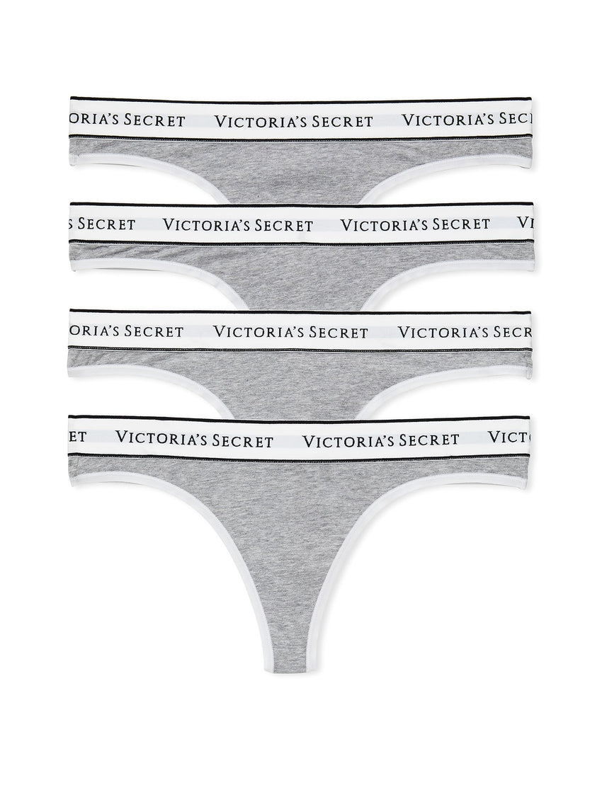 Victoria's Secret Women's Cotton Logo Thong Underwear, Panties for Women, Multi Pack (XS-XXL)