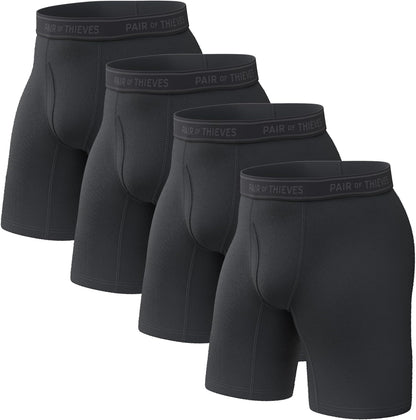 Pair of Thieves Men’s Long Boxer Briefs – Soft, Breathable, Quick Dry Underwear with 4-Way Stretch – Multi-Pack