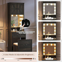 Compact Vanity with Hidden Chair | Mini Dorm Organizers and Storage Dressing Table Desk Gift for Girls Lady with 2 Large Drawers Shelves Mirror Lights for Small Bedroom (White)