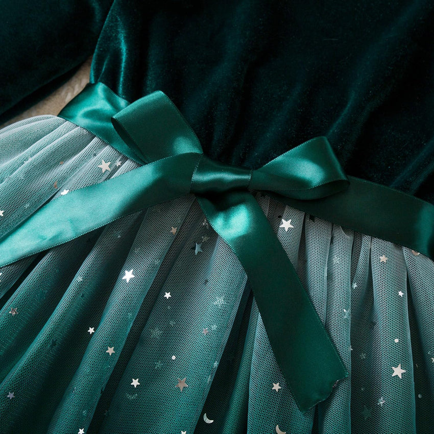 HNXDYY Little Girls Long Sleeve Star Print Knee Length Casual Princess Dress