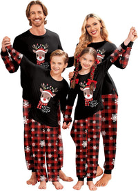 Ekouaer Family Christmas Pajamas Matching Sets Soft Long Sleeve Couple Pjs Xmas Sleepwear Holiday Lounge Set