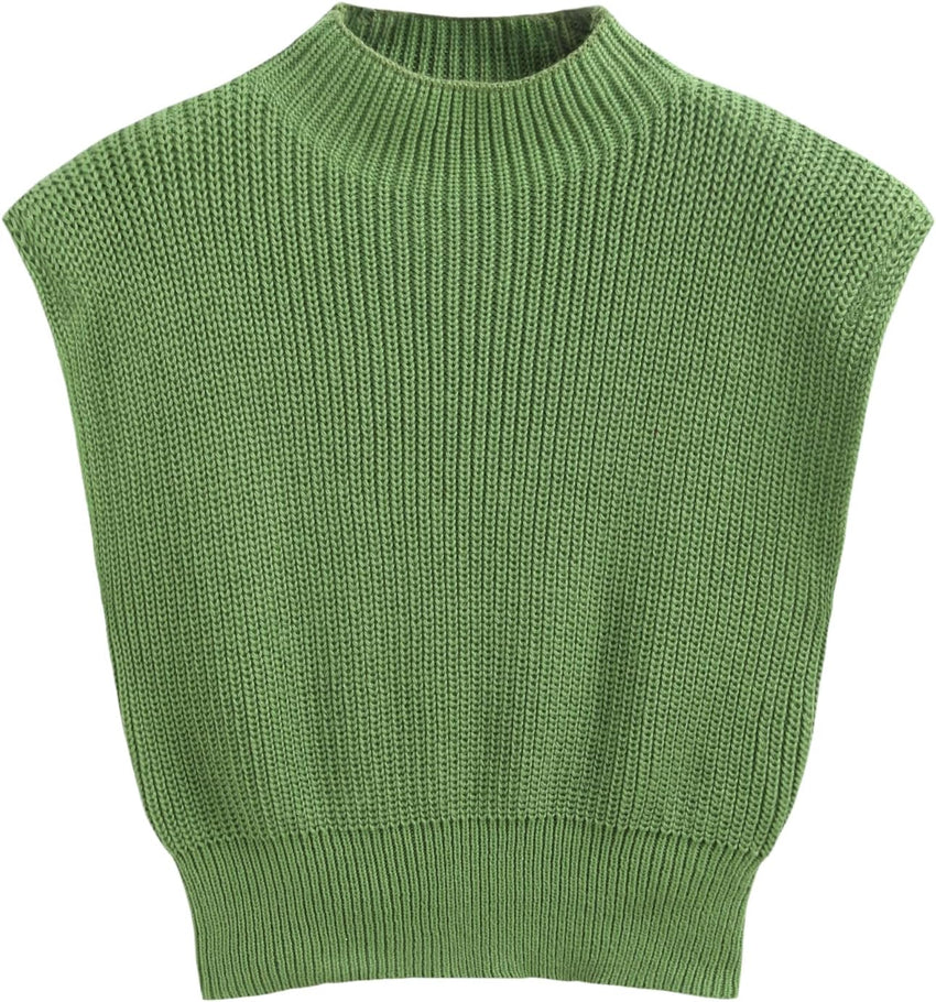 CIDER Women's Mock Neck Sleeveless Sweater Tops Cap Sleeve Sweater Vests Tank Tops