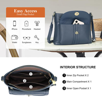Over Earth Genuine Leather Crossbody Bags for Women Trendy Purses and Ladies Shoulder Handbags