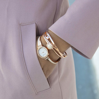 Anne Klein Women's Premium Crystal Accented Watch and Bangle Set