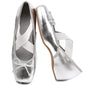 Women's Ballet Flats Square Toe Criss Cross Straps with Bow Low Wedge Shoes