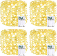 4 Pack 60 LED Fairy Lights Battery Operated with Timer, 20FT Waterproof Twinkle Lights Indoor Outdoor, Cuttable String Lights for Bedroom, Wedding, DIY, Centerpiece, Christmas Decorations (Warm White)