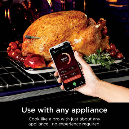 Ninja Meat Thermometer ProChef Wireless Probe for Indoor & Outdoor Air Fryer, Grill, Cooking, Smoker, Oven, Roaster, Long Range Bluetooth App Connection, Flareup Resistant, Waterproof, US Only, WP100