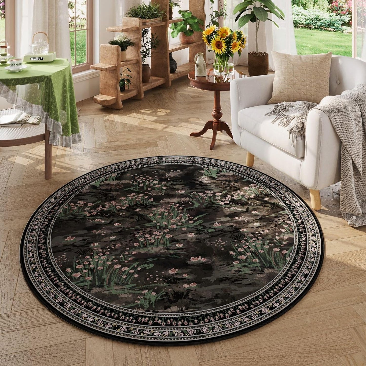 Rugcomf 2x6 Runner Rug Impressionist-Style Vintage Kitchen Rugs Non Slip Washable Soft Carpet Runner for Kitchen Laundry Bedroom Bathroom, Blue