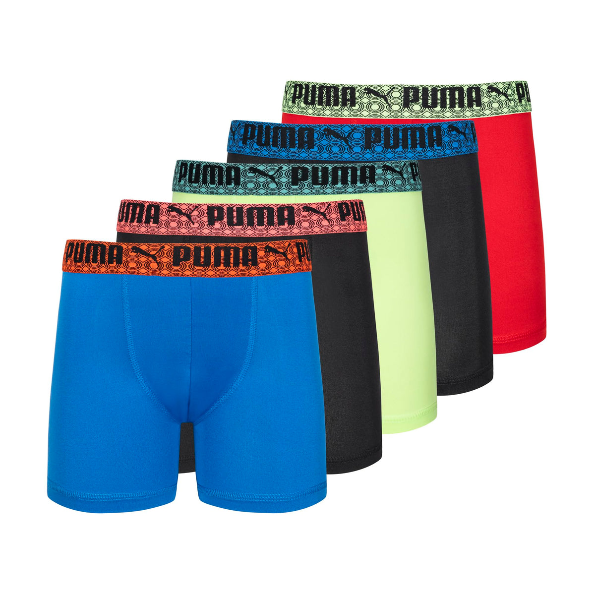 PUMA Boys' 5 Pack Performance Boxer Briefs, Assorted, Medium