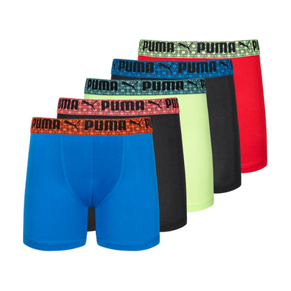PUMA Boys' 5 Pack Performance Boxer Briefs, Assorted, Medium