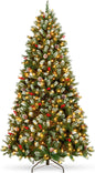 Best Choice Products 6ft Pre-Lit Pre-Decorated Spruce Hinged Artificial Christmas Tree w/ 798 Tips, Pinecones, Berries, 250 Lights, Metal Base