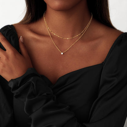 Coshilta Layered Gold Necklaces for Women, 14K Plated Gold Sterling Silver Plated Dainty Pendant Necklace Set with Cubic Zirconia,Stackable Chain Choker,Trendy Personalized Jewelry Gift Non Tarnish