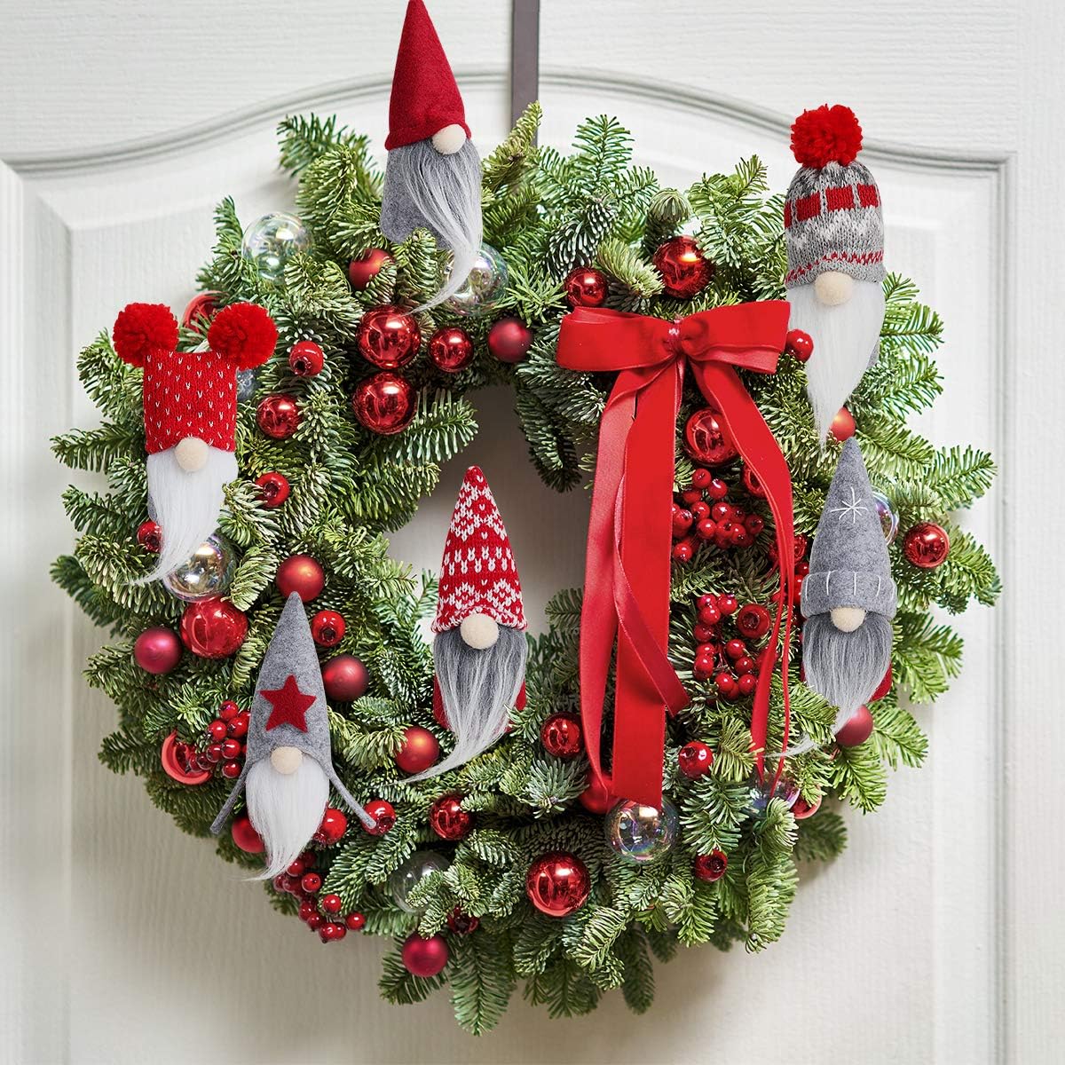 D-FantiX Gnome Christmas Ornaments Set of 6, Handmade Swedish Tomte Gnomes Decorative Ornaments Plush Christmas Decorations Tree Hanging Scandinavian Santa Elf Home Table Decor 2025