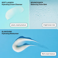 Bubble Skincare Silky Season 3-Step Hydrating Skin Care Set - Travel Size Skincare for Dry Skin - Soft Launch Cream Cleanser, Bounce Back Hydrating Toner Spray & Slam Dunk Moisturizer (3 Count)