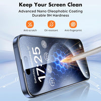 UNBREAKcable 3-Pack Screen Protector for iPhone 15 Pro Max, Double Shatterproof Tempered Glass [Easy Installation Frame] [HD Clear] [9H Hardness] [Full Coverage] for iPhone 6.7 inch