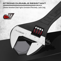 Adjustable Wrench Set Wrenches Sets: 4-Piece 6, 8, 10, 12 Inch Chrome Vanadium Steel Corrosion-Resistant Black Oxide Finish for Automotive Plumbing and Household Repairs