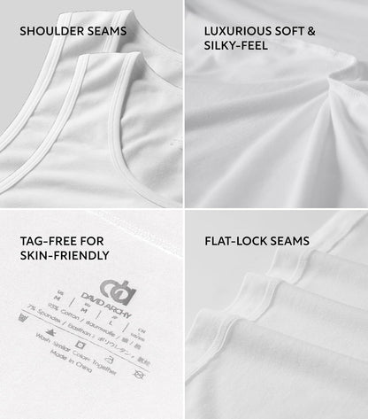 DAVID ARCHY Men's Undershirts Combed Cotton Tank Tops Soft Moisture-Wicking Shirt Breathable A-Shirt for Men 3 Pack