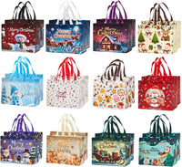 24 Pack Large Christmas Gift Bags 12.8"*6.7"*9.8", Reusable Non-Woven Jumbo Tote Bags with Handles For Christmas Surprise, Xmas Party Supplies Wrapping Shopping