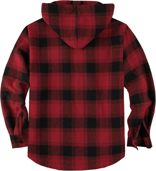 SCODI Mens Flannel Hooded Jacket Sherpa Lined Zip Up Hoodies for Men Plaid Shirt Jackets Warm Thick Fleece Coat with Pocket