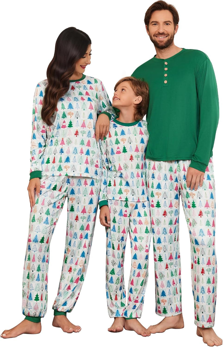 Ekouaer Family Christmas Pajamas Matching Sets Womens Mens Pjs Long Sleeve Sleepwear Holiday Lounge Sets