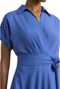 Lauren Ralph Lauren Womens Belted Crepe Dress