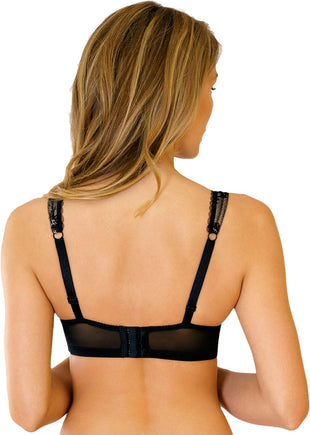 Rosme Women's Balconette Bra with Push Up Effect Plus Size Sexy Lace Demi Half Cup Bra Underwired Low Cut Mesh Bras Eliza
