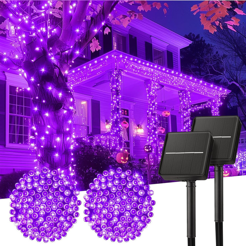 Minetom Solar String Lights Outdoor Waterproof- 40 FT 100 LED Solar Powered String Lights with 8 Lighting Modes, IP65 Waterproof Solar Christmas Lights for Outdoor Outside Tree Party Decor, Warm White