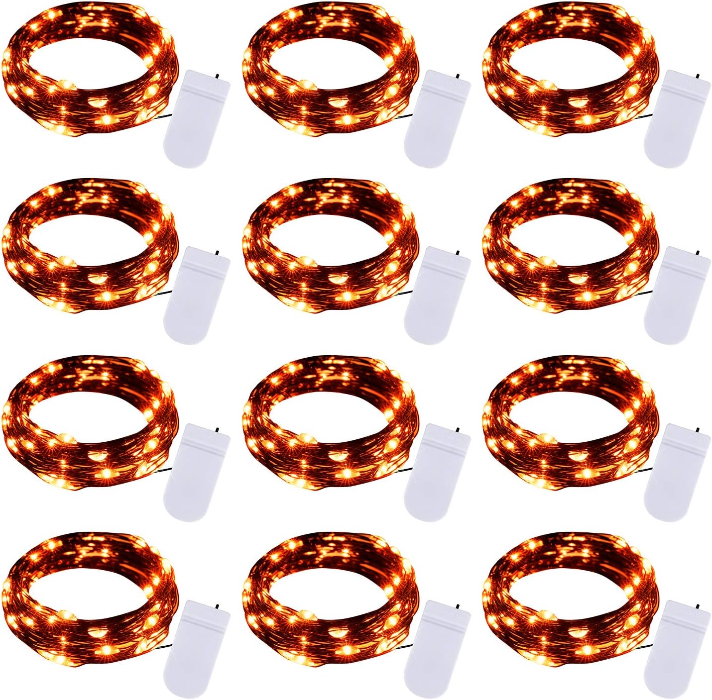 Brightown 12 Pack LED Fairy Lights Battery Operated String Lights - 7ft 20LED Waterproof Silver Wire Firefly Starry Moon Lights for DIY Crafts Wedding Table Centerpieces Party Bedroom Christmas