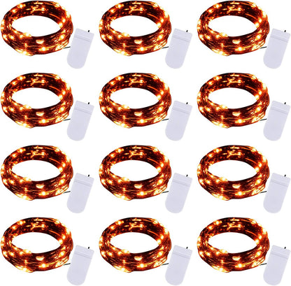 Brightown 12 Pack LED Fairy Lights Battery Operated String Lights - 7ft 20LED Waterproof Silver Wire Firefly Starry Moon Lights for DIY Crafts Wedding Table Centerpieces Party Bedroom Christmas