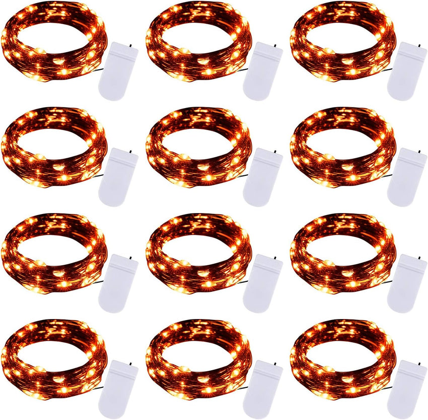 Brightown 12 Pack LED Fairy Lights Battery Operated String Lights - 7ft 20LED Waterproof Silver Wire Firefly Starry Moon Lights for DIY Crafts Wedding Table Centerpieces Party Bedroom Christmas