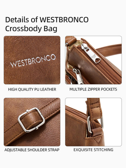 WESTBRONCO Crossbody Bags for Women, Medium Size Shoulder Handbags, Satchel Purse with Multi Zipper Pocket