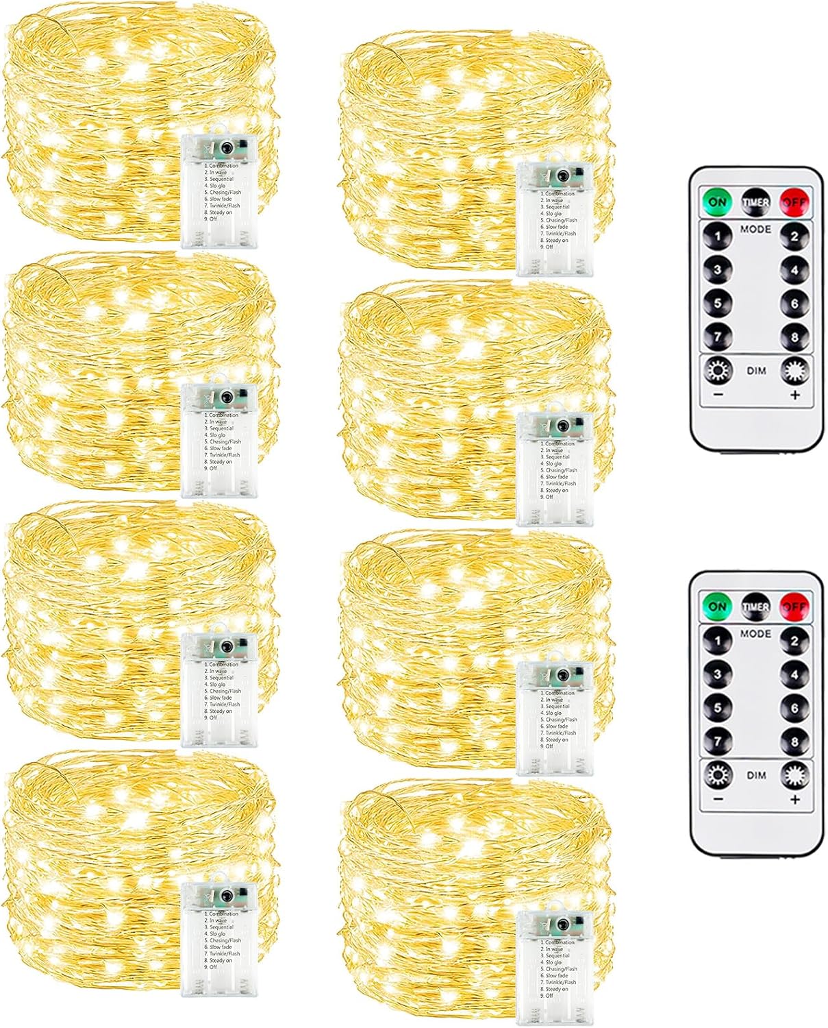 4 Pack 60 LED Fairy Lights Battery Operated with Timer, 20FT Waterproof Twinkle Lights Indoor Outdoor, Cuttable String Lights for Bedroom, Wedding, DIY, Centerpiece, Christmas Decorations (Warm White)