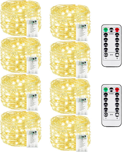 4 Pack 60 LED Fairy Lights Battery Operated with Timer, 20FT Waterproof Twinkle Lights Indoor Outdoor, Cuttable String Lights for Bedroom, Wedding, DIY, Centerpiece, Christmas Decorations (Warm White)