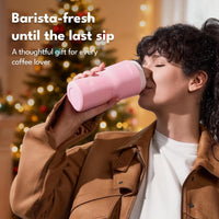 Tastee Heated Coffee Mug – 12oz Portable Travel Mug with 1℉ Precise Temperature Control, 8-Hour Heat Retention, 30W Fast Charging, Leak-Proof, Wide Mouth, Gift-Ready for Office, Home & Outdoor(Pink)