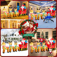 12 Foot Long Christmas Inflatables Santa Claus & Reindeer Sleigh Outdoor Decorations, Built-in LEDs Giant Funny Sled Merry Xmas Blow Up Yard Decoration Winter Inflatable Vacation Lawn Outside Blowups