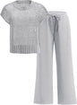 ANRABESS Women Two Piece Outfits Crochet Sheer Knit Sweater Top Wide Leg Pants Lounge Matching Sets Sweatsuit Travel Clothes