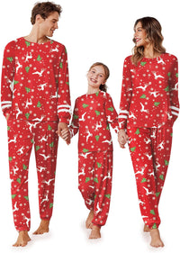 Ekouaer Family Christmas Pajamas Matching Sets Long Sleeve Couple Pjs Holiday Sleepwear Soft Loungewear with Pockets