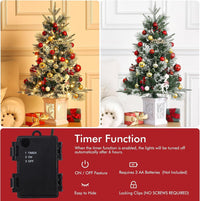 3 Ft Pre-Lit Christmas Tree, Artificial Christmas Trees with Lighting, Xmas Trees with 78 Led Lights, Christmas Decoration for Home, Office, Easy Assembly