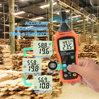 PT6508 Temperature Humidity Meter, Digital Thermometer Hygrometer Monitor with Ambient, Dew Point, Wet Bulb for Indoor/Outdoor MIN, MAX, Data Hold, LCD Backlight