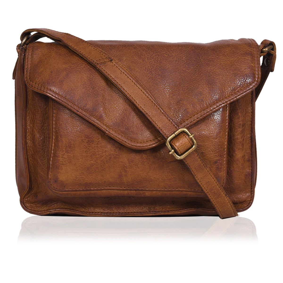 Leather Flapover Crossbody Handbag Purse for Women with Adjustable Strap & Overflap Snap Closure Tote/Bag