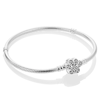 Silver Plated Stars Heart Shape Butterflies Clover Clasp Bracelet for Women Fit Original Charms Beads DIY Making Gift