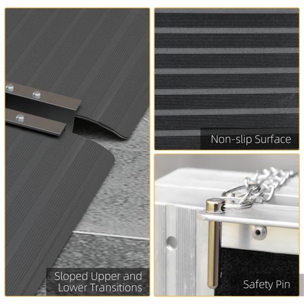 8FT Foldable Threshold Ramp with Non - Slip Surface, Wheelchair Ramp,Aluminum Handicap Ramp - 7DAY'S