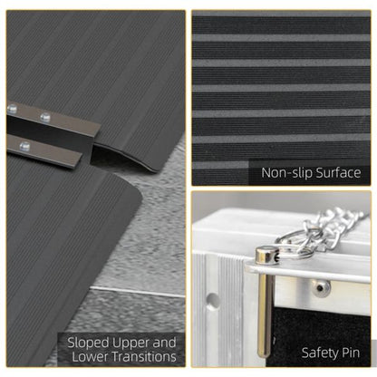 8FT Foldable Threshold Ramp with Non - Slip Surface, Wheelchair Ramp,Aluminum Handicap Ramp - 7DAY'S