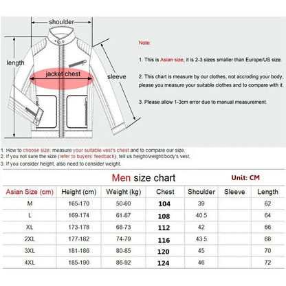 9 Heated Vest Zones Electric Heated Jackets Men Women Sportswear Heated Coat Graphene Heat Coat USB Heating Jacket For Camping - 7DAY'S