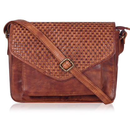 Leather Flapover Crossbody Handbag Purse for Women with Adjustable Strap & Overflap Snap Closure Tote/Bag
