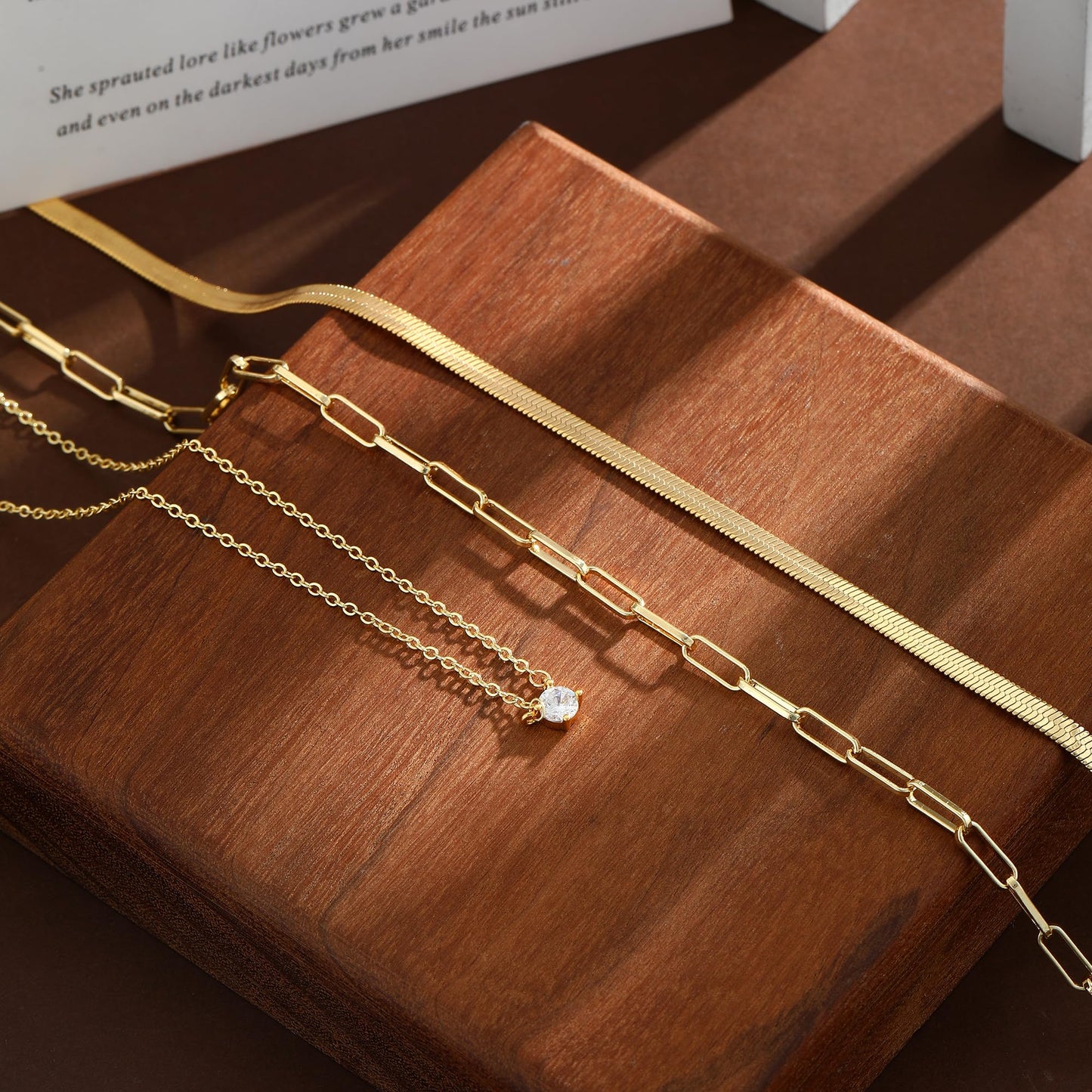 Coshilta Layered Gold Necklaces for Women, 14K Plated Gold Sterling Silver Plated Dainty Pendant Necklace Set with Cubic Zirconia,Stackable Chain Choker,Trendy Personalized Jewelry Gift Non Tarnish